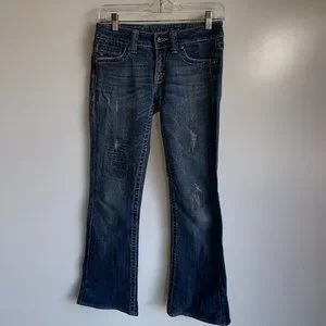 Jean Femme Miss Me Taille 27 Boot Cut Denim - Occasion Très Bon état (avec Trou, Voir Description)